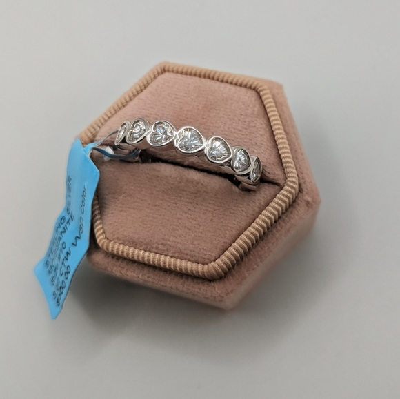 Moissinite Hearts Eternity Band Sterling Silver - Picture 3 of 5